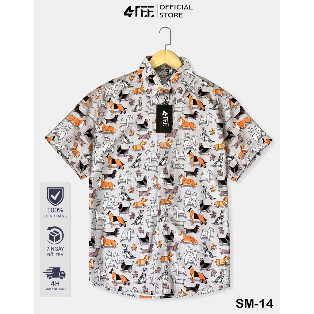 Áo Sơ Mi Tay Ngắn SM-14 In Họa Tiết Thời Trang Mùa Hè, Mát Mẻ, Thoải Mái