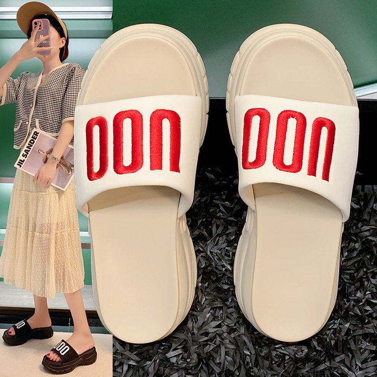 Dép Nữ Đế Cao Bản To Phong Cách Hiện Đại, Dép Quai Ngang Thêu U00 Mẫu Mới Hot 2023