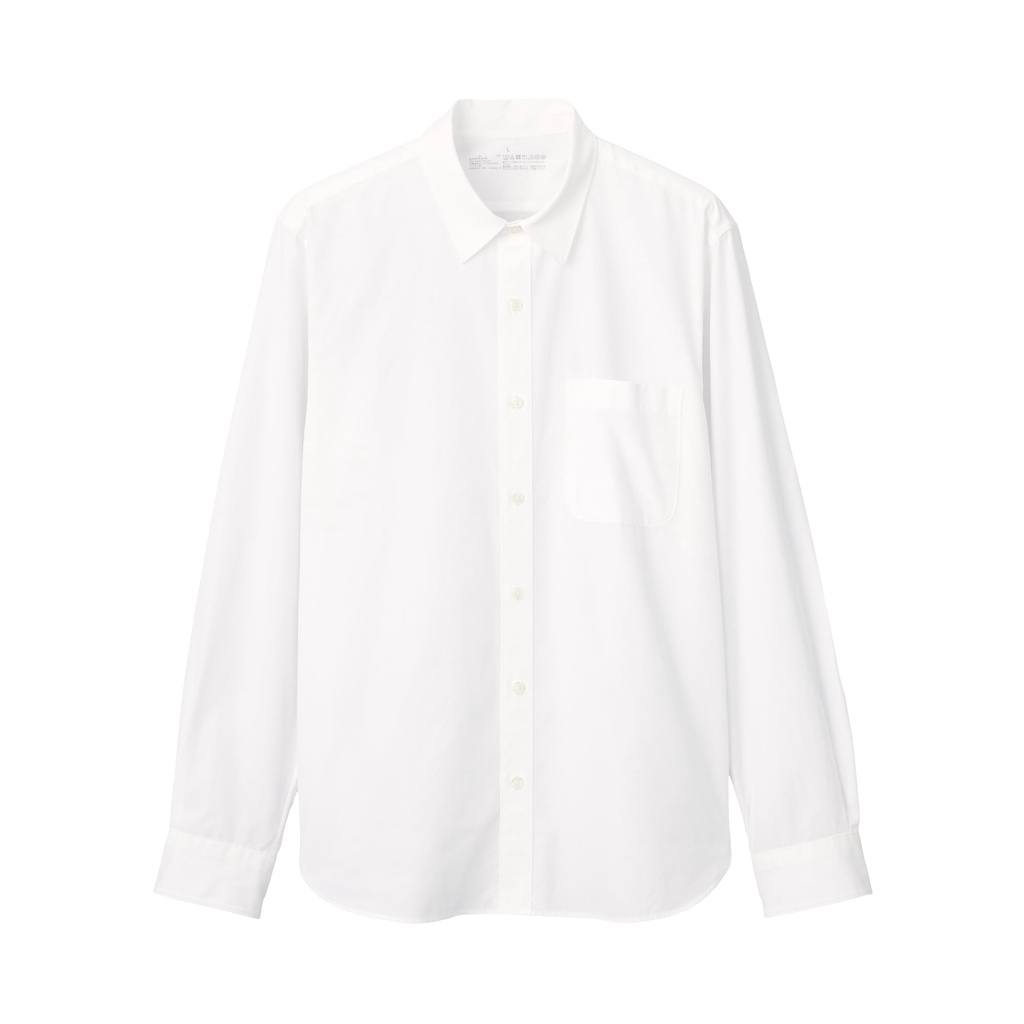 MUJI ÁO SƠ MI VẢI BROADCLOTH COTTON SỢI DÀI WASHED