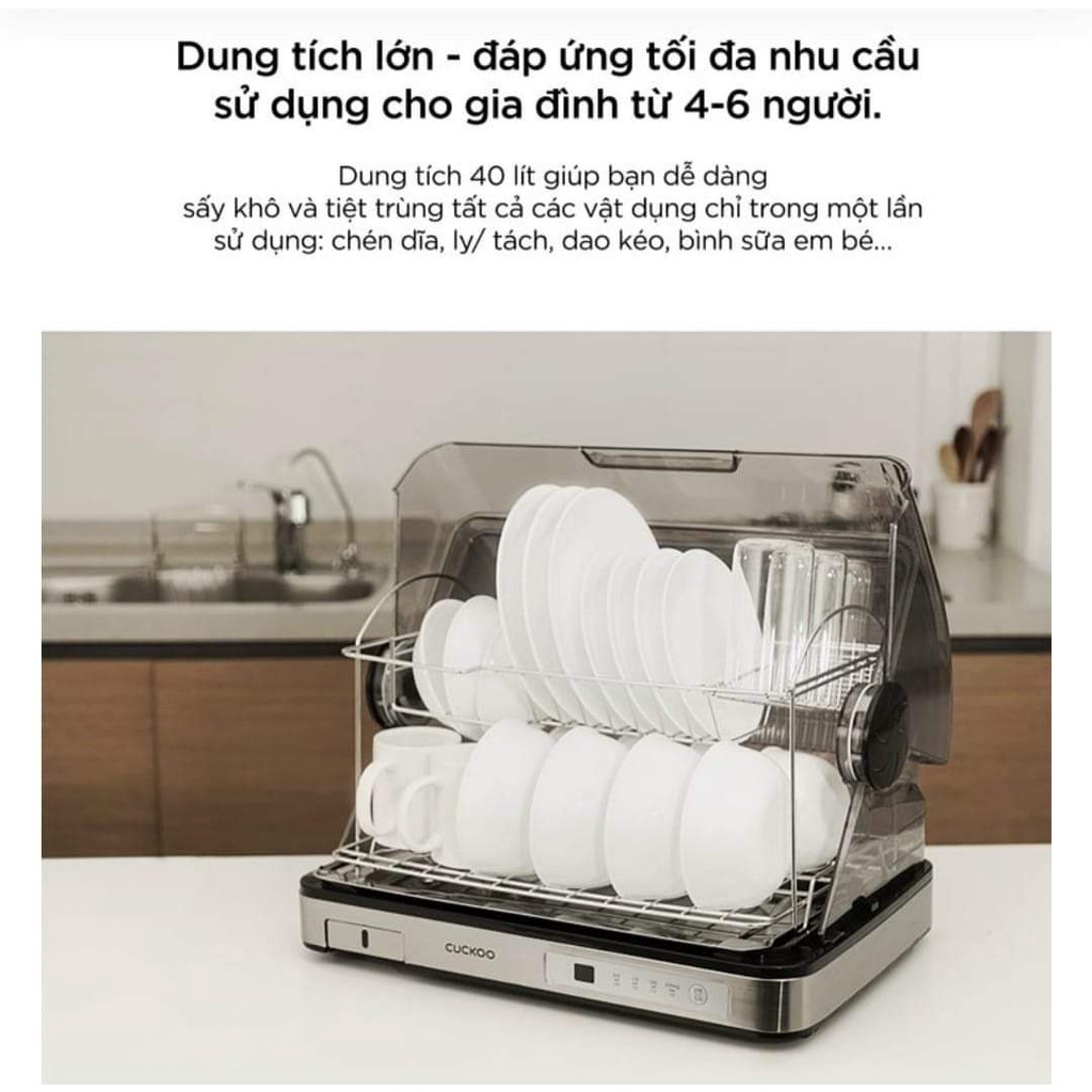 Máy sấy chén CUCKOO 40 lít CDD-A910S công suất 350W - Hàng chính hãng