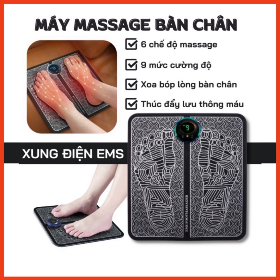 Thảm Massage Chân Xung Điện EMS Có LED Hiển Thị, 6 cách thức xoa bóp Bàn Chân, Giúp tuần hoàn Khí Huyết, đỡ đau Mỏi-MXC2