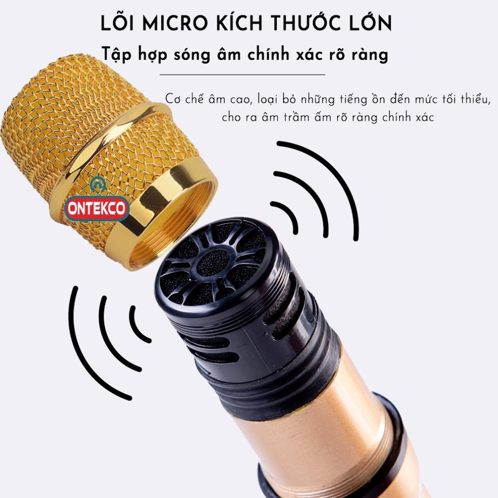 Bộ Micro Không Dây ONTEKCO E6s hát karaoke Cho Mọi Loa Kéo, Âm Ly, đầu míc bằng thép cao cấp, Bảo Hành 12 Tháng.