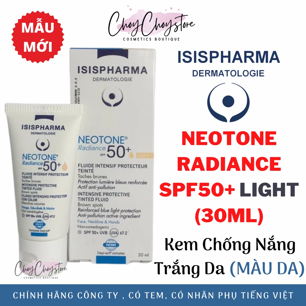 [MÀU DA SÁNG] Kem dưỡng trắng da ISIS Pharma Neotone Radiance SPF50+ 30mL LIGHT - kết hợp với chống nắng