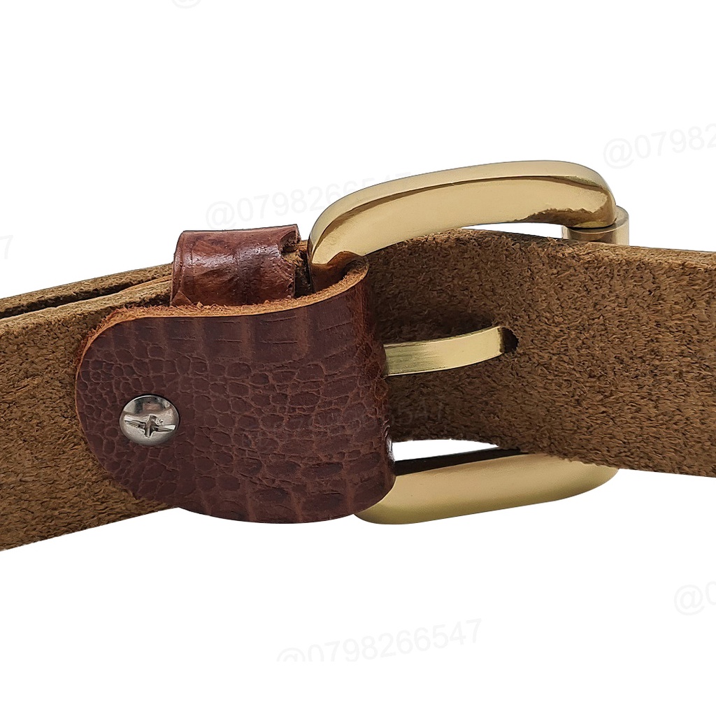 Dây nịt nam da bò vân cá sấu DHM-423 | Khoá kim đầu đồng nguyên khối kiểu tròn | Bảo hành 12 tháng
