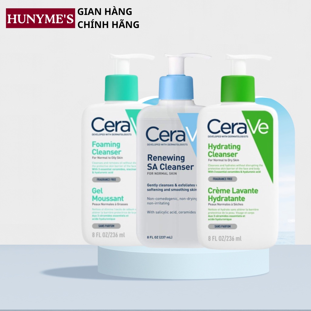Sữa rửa mặt Cerave dành cho da dầu mụn da khô và da thường Dung tích 236ml chính hãng