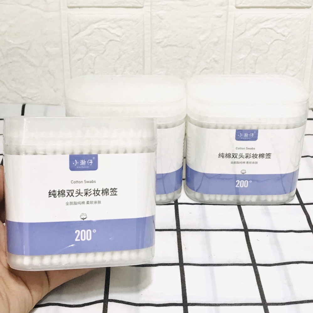 Hộp 200 que hoặc 500 que  Tăm Bông Ngoáy Tai 2 Đầu Cực Xịn
