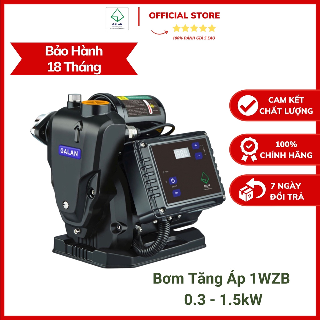 Máy Bơm Tăng Áp INVERTER 1WZB 0.3kW - 1.5kW,Công Nghệ Biến Tần Thông Minh- Siêu Tiết Kiệm Điện