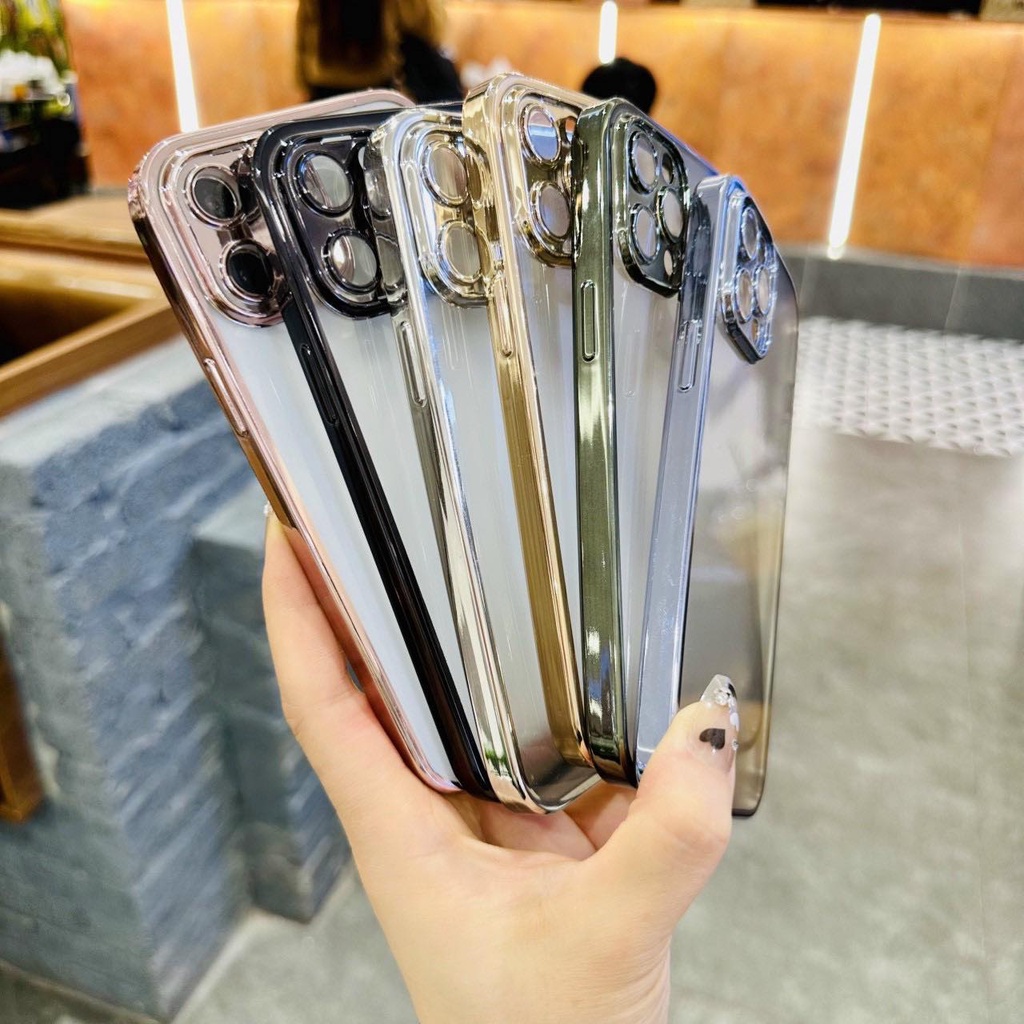 Ốp lưng viền vuông màu hỗ trợ sạc từ tính không dây kèm kính camera Iphone X/Xs/XsMax/11/12/13/14/Pro/Max/Promax có hộp