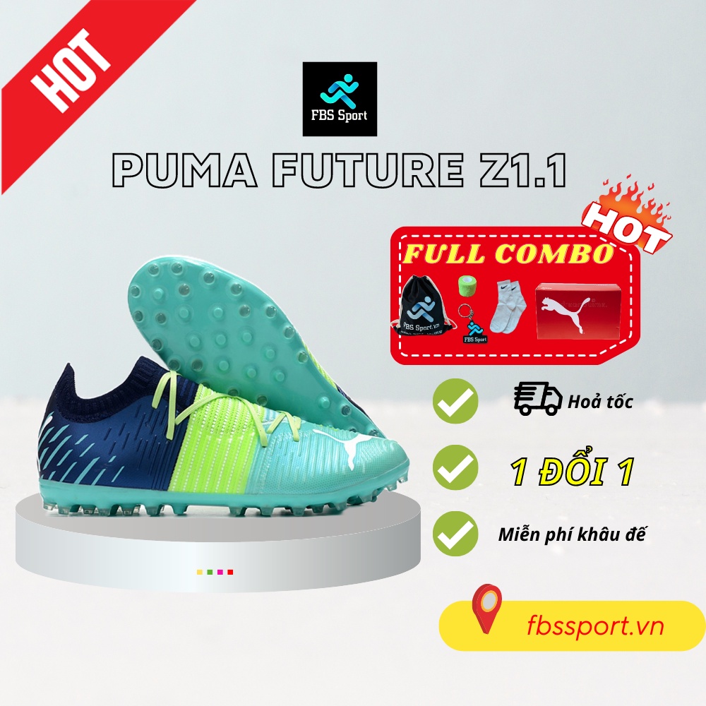 Giày đá bóng Puma Future Z1.1 đế MG màu Xanh vàng cho Nam/nữ, sân cỏ tự nhiên, nhân tạo