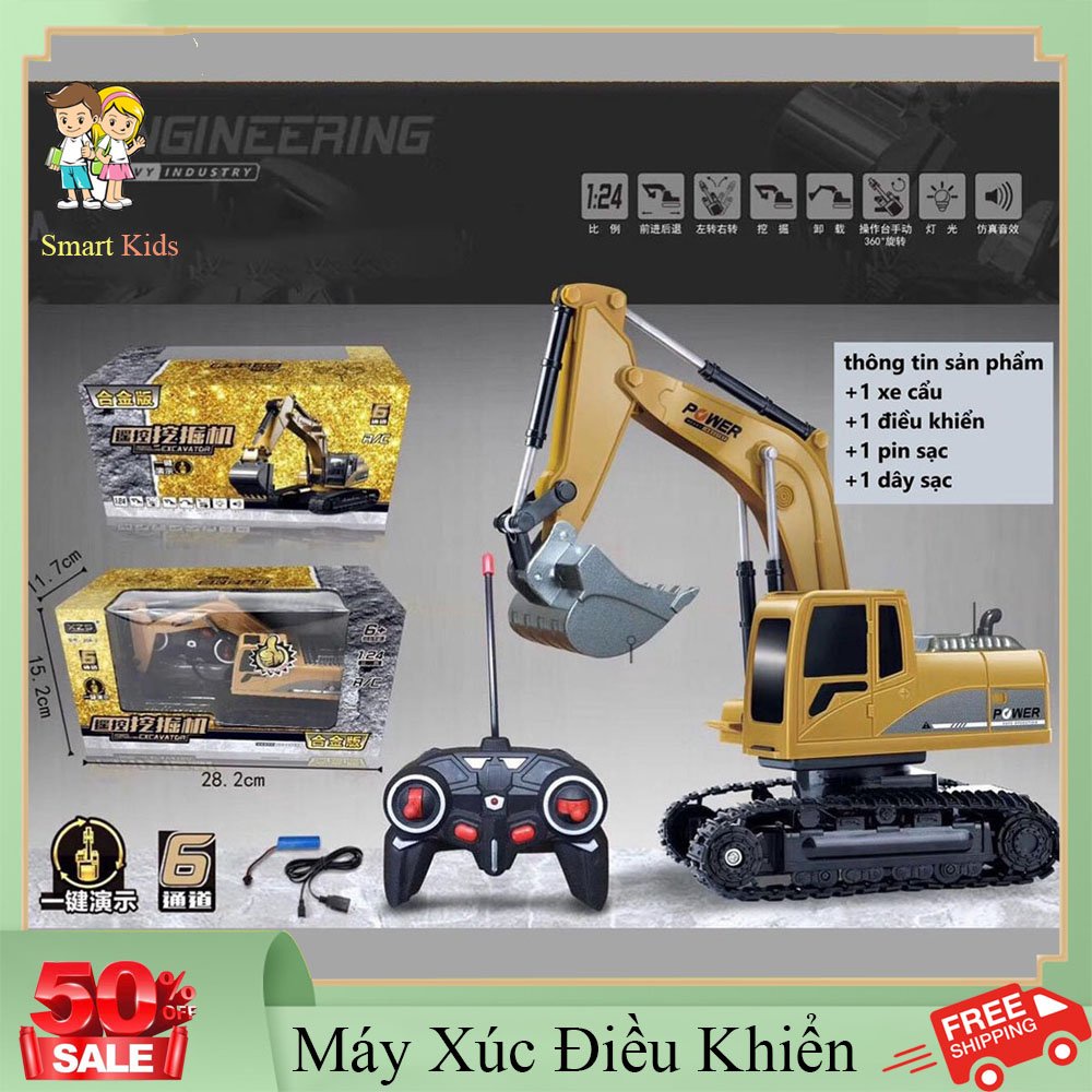 Đồ chơi trẻ em máy xúc điều khiển từ xa gầu sắt bánh xích dùng pin sạc cao cấp cho bé .Lỗi đổi mới 7 ngày.