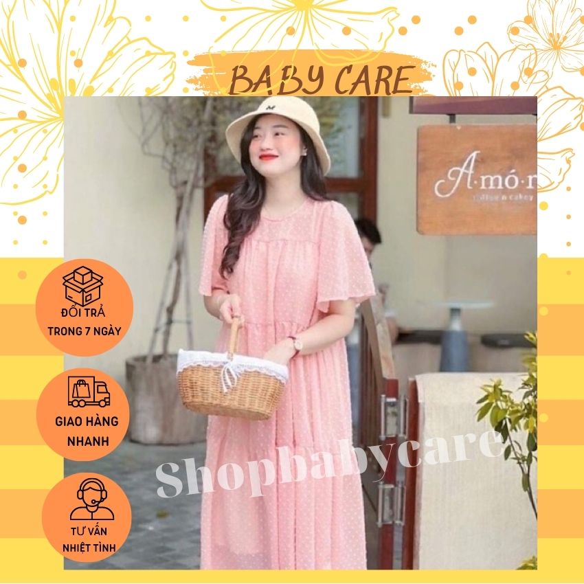 VÁY BẦU MÙA HÈ DÁNG XUÔNG XINH XẮN - ĐẦM BẦU CÔNG SỞ HẠT NỔI CHẤT VOAN ĐẸP CHO MẸ BẦU ĐI CHƠI ĐI LÀM
