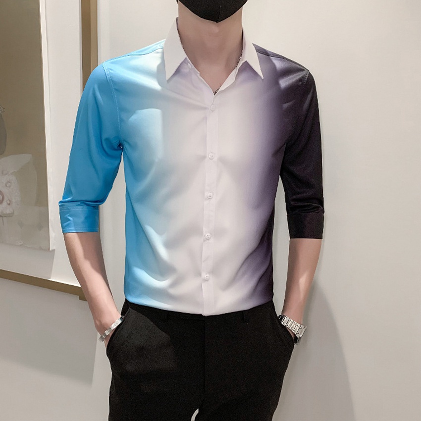 Sơ mi nam Áo sơ mi nam chất liệu cotton siêu mát không nhăn không nhàu Áo in màu săc trẻ trung hài hòa tôn dáng H61