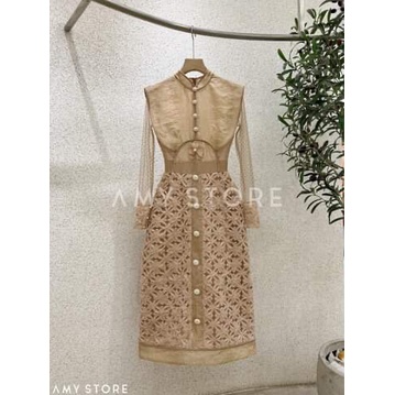 Đầm ren form chữ A tay dài cao cấp ore