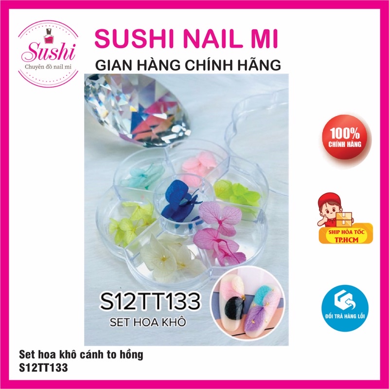 Set hoa khô 7 màu chuyên dùng trang trí móng - phụ kiện dành cho móng - Sushi nail mi