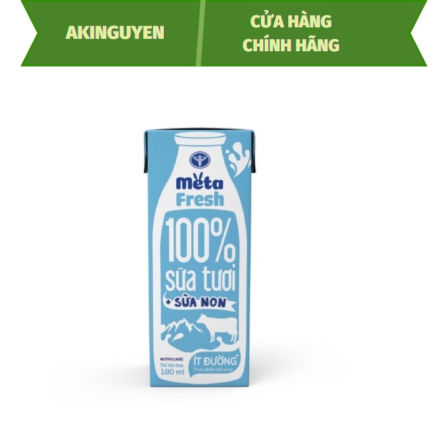 Thùng sữa tươi chứa sữa non Nutricare Meta FRESH ít đường (180ml x 48 hộp)