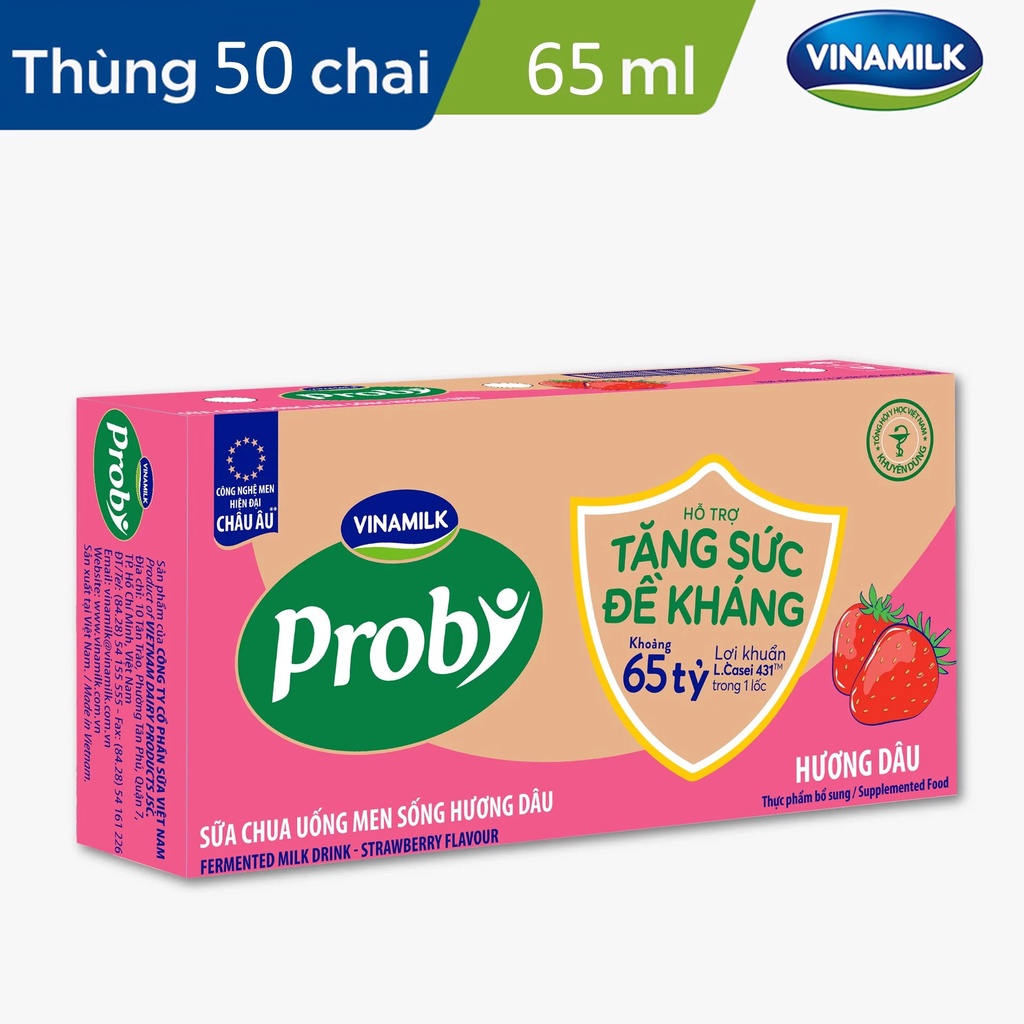 [GIAO HỎA TỐC] THÙNG 50 CHAI SỮA CHUA UỐNG PROBI DÂU