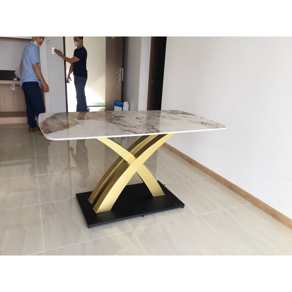 Bàn Ăn Cơm T90 Chân Guccii Vàng, Inox Mạ Titan, Nhập Khẩu Cao Cấp Hiện Đại,  Phù Hợp Căn Hộ Chung Cư Gia Đình