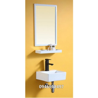 Bộ chậu lavabo treo tường mini 33x29cm