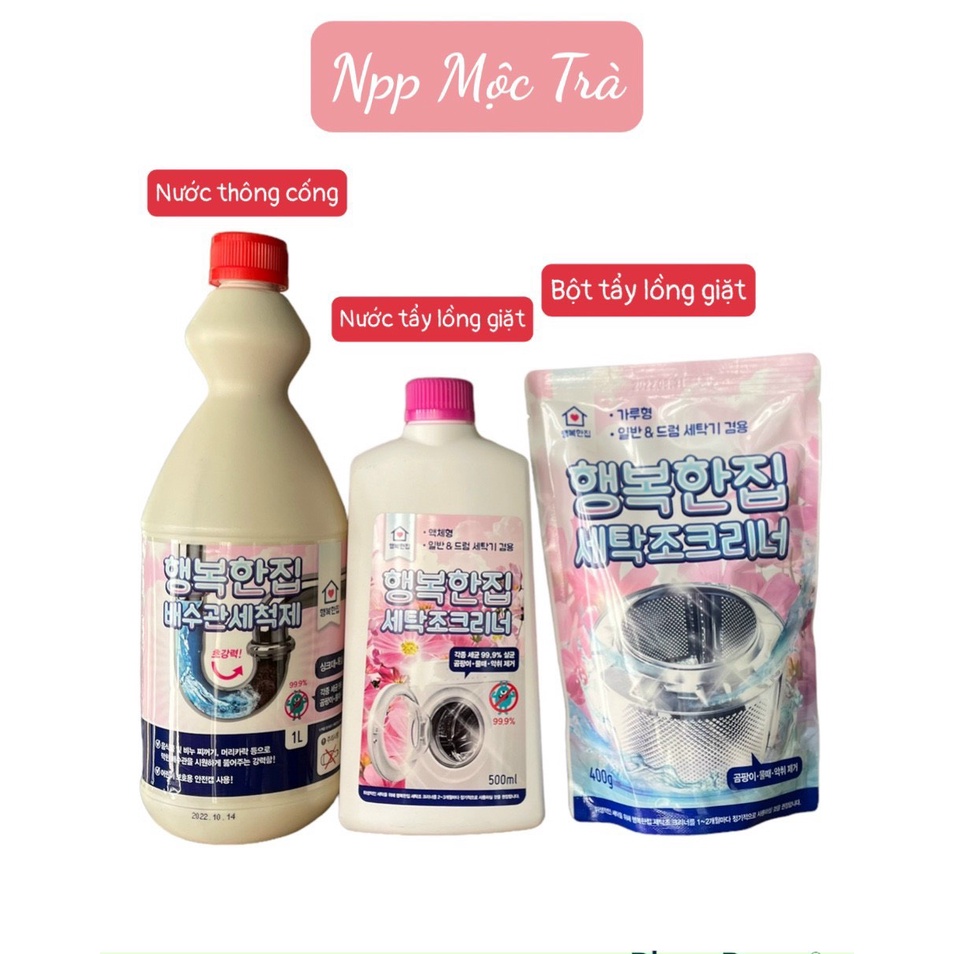 Chính hãng - Nước tẩy / Bột vệ sinh lồng máy giặt / nước thông cống Haengbokanjip Hàn Quốc
