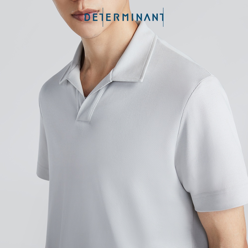 Áo thun nam Polo Cotton kháng khuẩn ngăn mùi thương hiệu Determinant - màu Xám nhạt cổ không phối nút [P04]