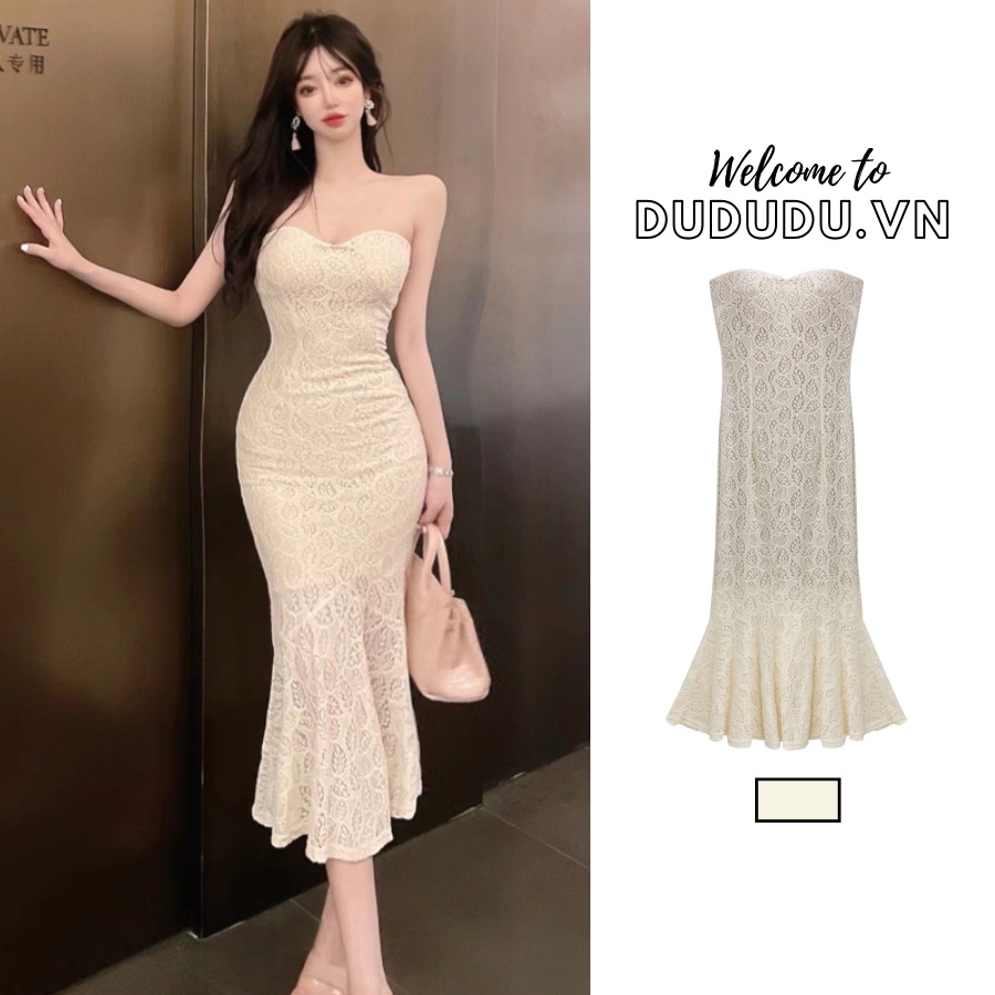 Đầm đuôi cá phối lưới, ôm ba vòng siêu tôn dáng, sexy, thu hút, váy cúp ngực cao cấp, hàng Quảng Châu thiết kế mới dành cho nữ