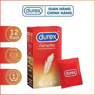 Bao cao su Durex Fetherlite siêu mỏng 52.5mm, 1 bao/hộp, chính hãng