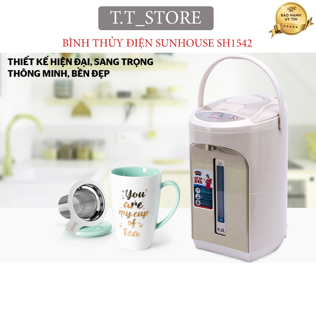 Bình thủy điện SUNHOUSE SHD1542 Dung tích 4,2L Thân bình 2 lớp giữ nhiệt tốt , Bảo hành 12 Tháng hàng chính hãng