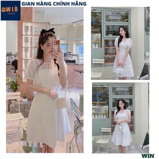 Set váy gấm 2 dây kèm áo choàng voan bồng bềnh, Đầm tiểu thư gấm xốp hoa nổi sang chảnh dáng xuông cực xinh - WIN