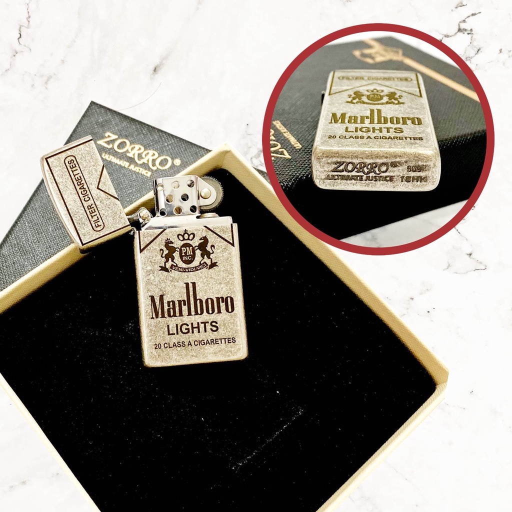 𝐇𝐨̣̂𝐩-𝙌𝙪𝙚̣𝙩-𝘽𝙖̣̂𝙩-𝙇𝙪̛̉𝙖 ZIP.PO SLIM ZORRO - BẠC CỔ LOGO MARLBORO (FULL BOX)