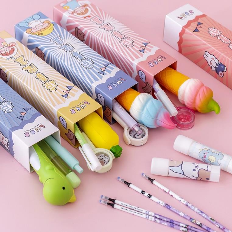 Combo Bút nước Squishy và keo khô nhiều hình dễ thương