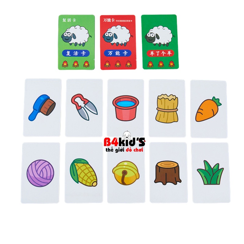Trò chơi nuôi cừu bông 480 thẻ bài giấy hộp inox vui nhộn B4KIDS