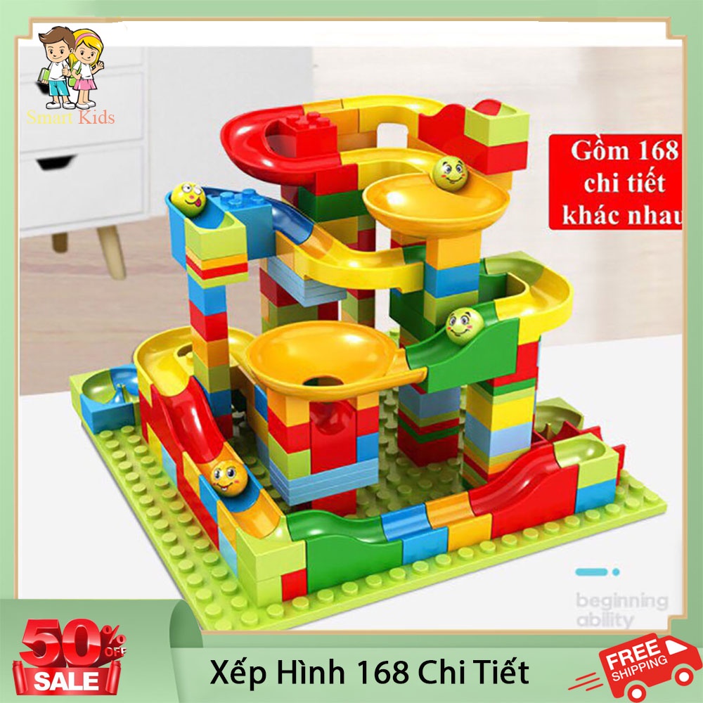 Đồ chơi trẻ em bộ xếp hình thả bi 168 chi tiết cho bé lắp ghép thoả sức sáng tạo phát triển trí tuệ
