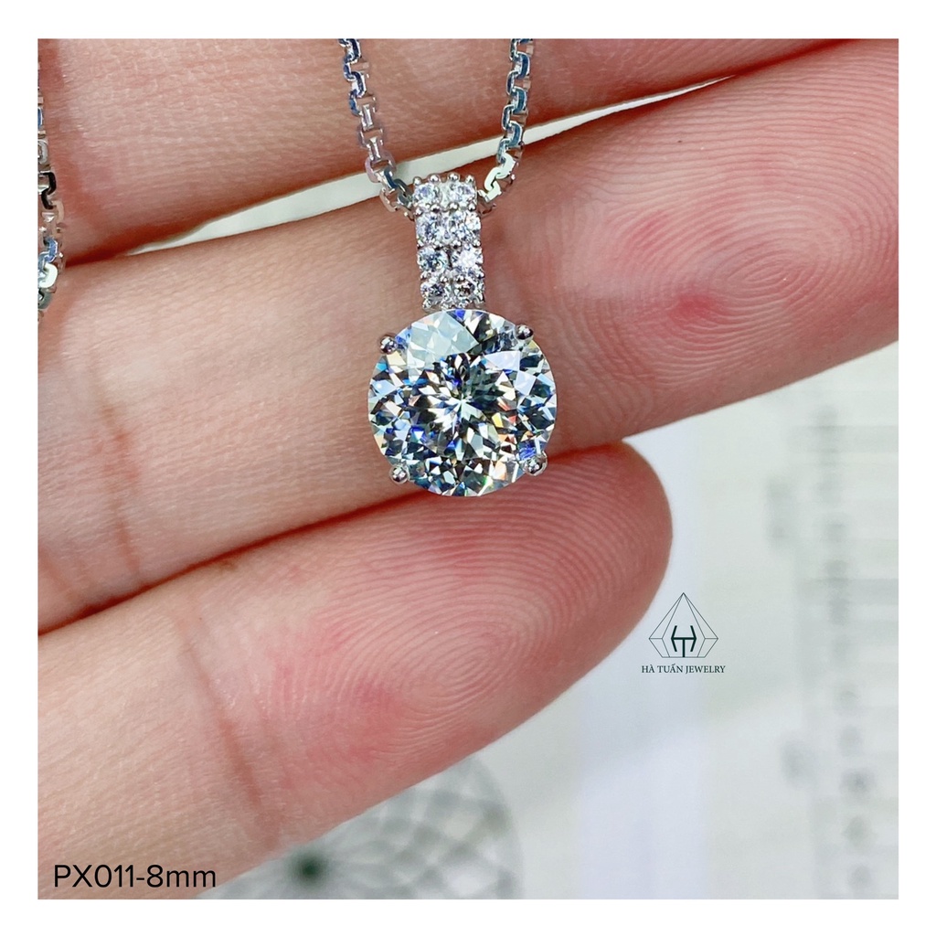 SET dây chuyền Bạc đá Moissanite viên chủ 8mm PX011