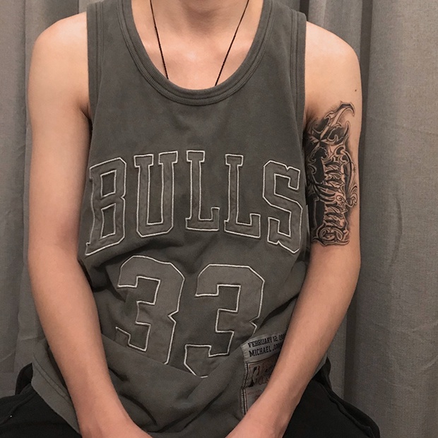 Áo Thun Không Tay Dáng Rộng Thêu Chữ Số 33 Phong Cách hip hop Thời Trang Cho Nam