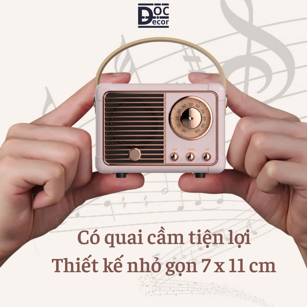 Loa Bluetooth mini HM11 Vintage Retro âm thanh 3D, Decor phòng ngủ, Quà tặng