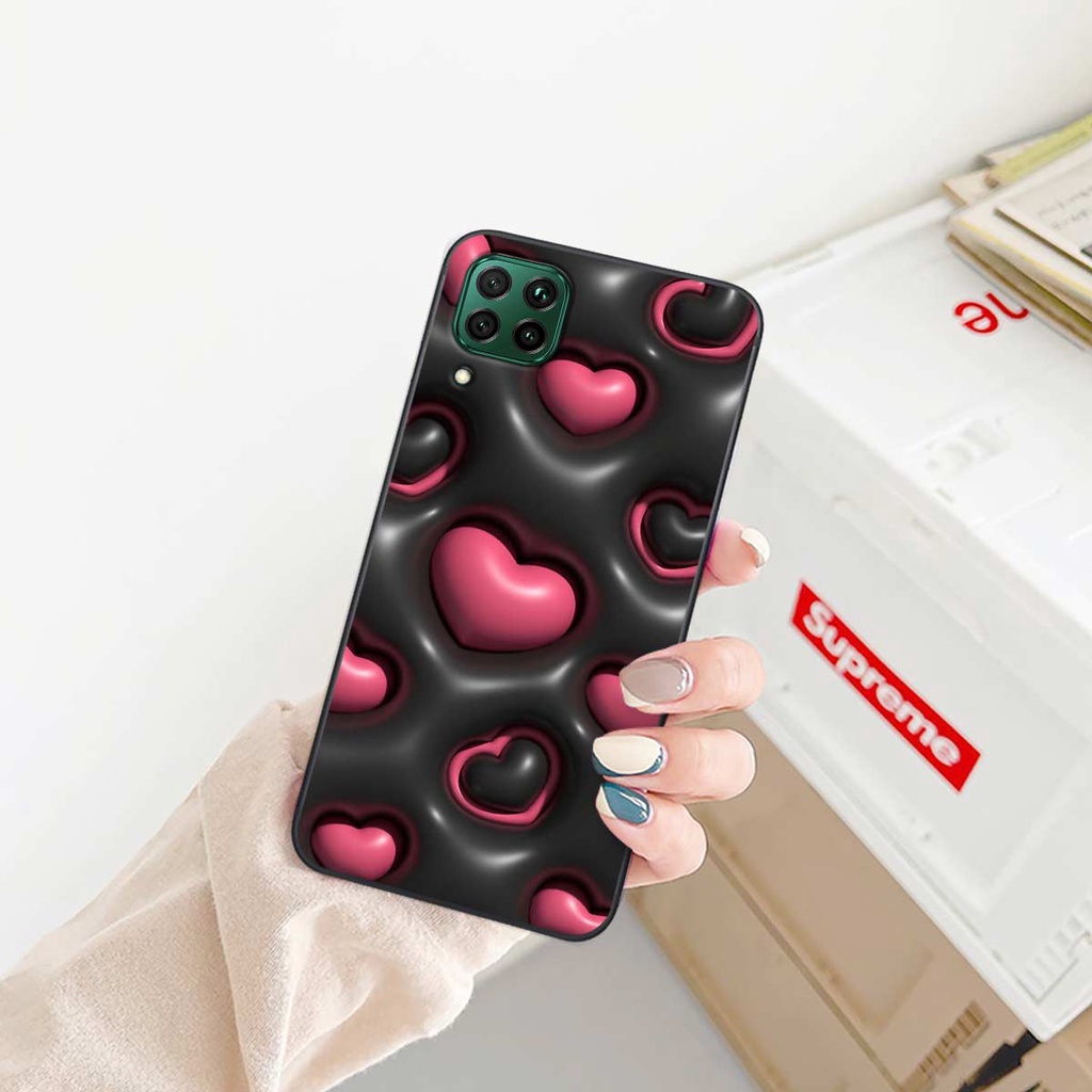 Ốp lưng Huawei Nova 7i hình in 3D gấu nâu cute, trái tim kẹo dễ thương, rẻ bền đẹp