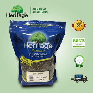 HẠT CHIA NGUYÊN LIỆU ÚC , GIÀU CHẤT XƠ, OMEGA 3 HERITAGE  500G - CHIA SEED
