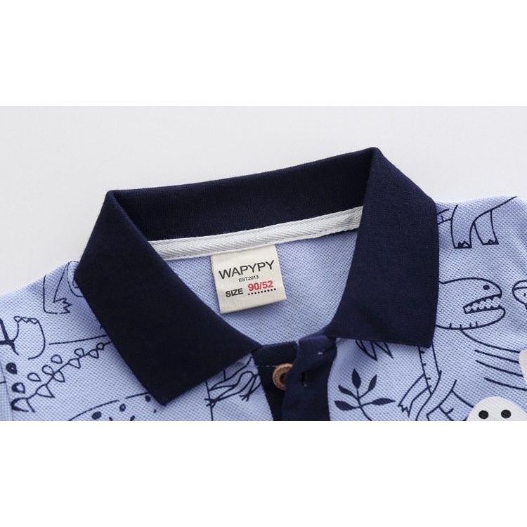 Áo Polo bé trai WAPYPY áo có cổ cho bé họa tiết đáng yêu QATE 505