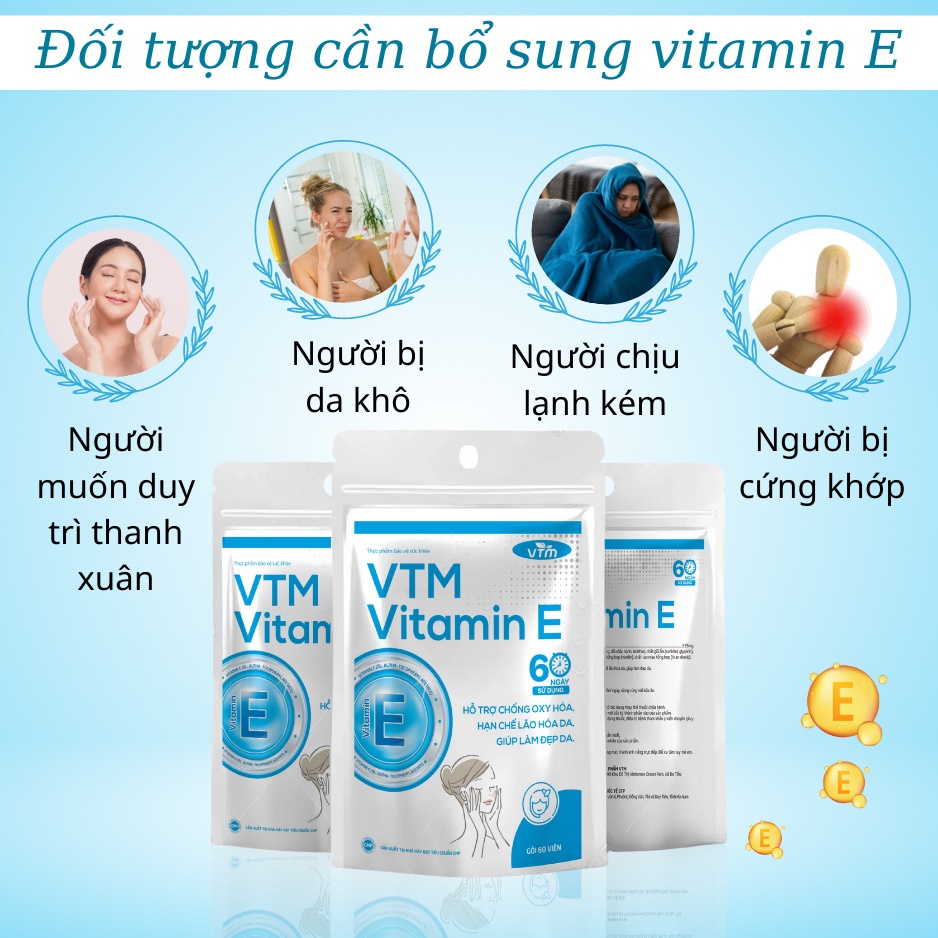 Viên uống bổ sung vitamin E VTM tăng cường sức khỏe, hỗ trợ chống oxy hóa