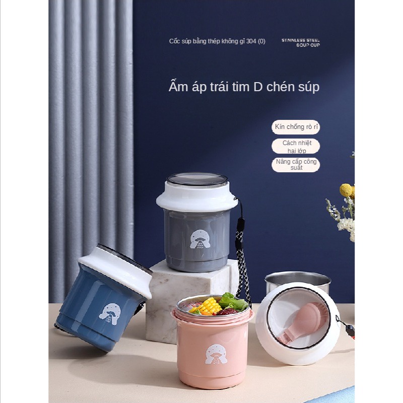 Bình giữ nhiệt 500ml bình giữ nhiệt cho bé đi học hộp cơm trưa bình nước inox
