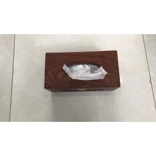 Hộp đựng khăn giấy gỗ hương ta cao cấp lọng hoa văn hai bên