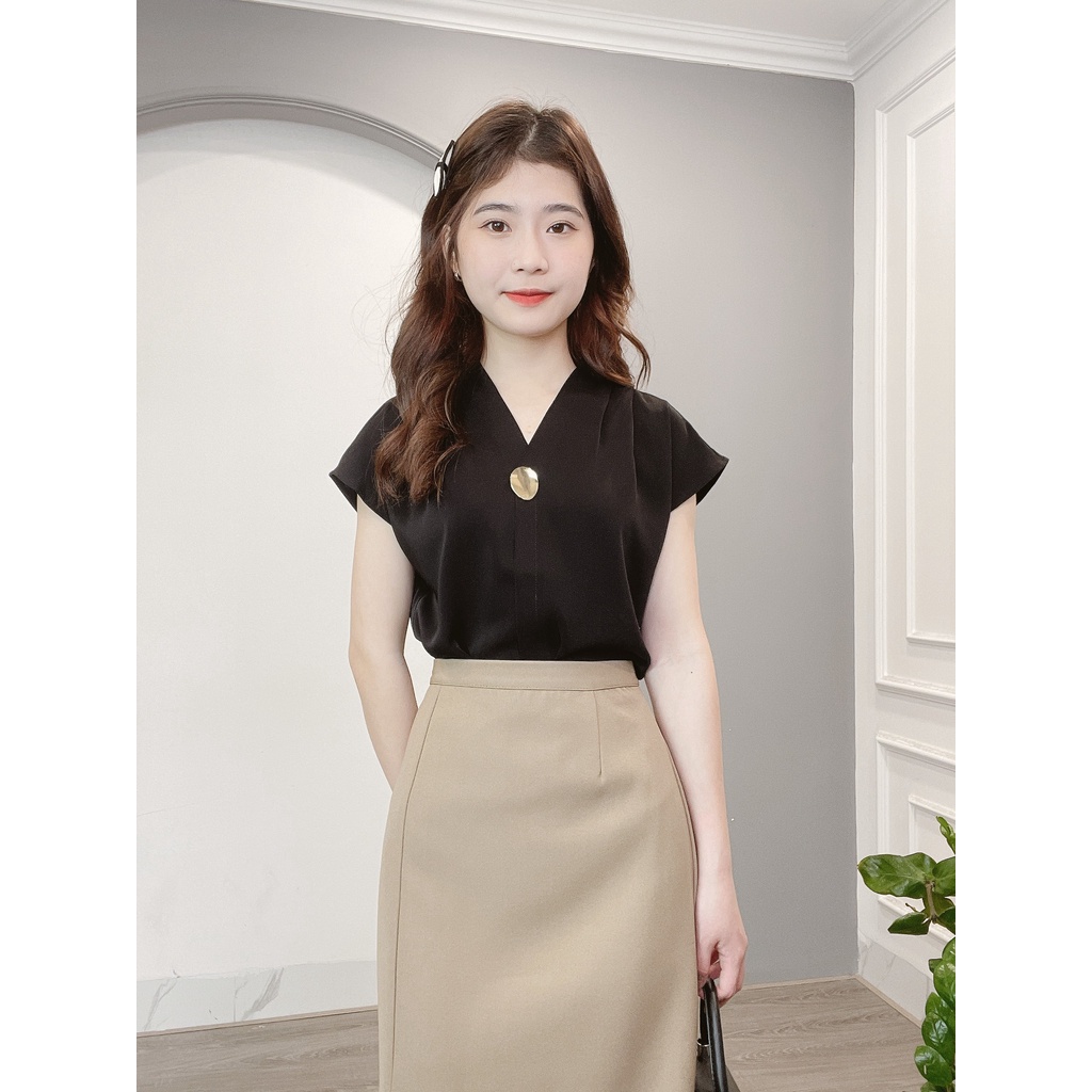 Áo Sơ Mi Cổ Tim Tay Hến Min House
