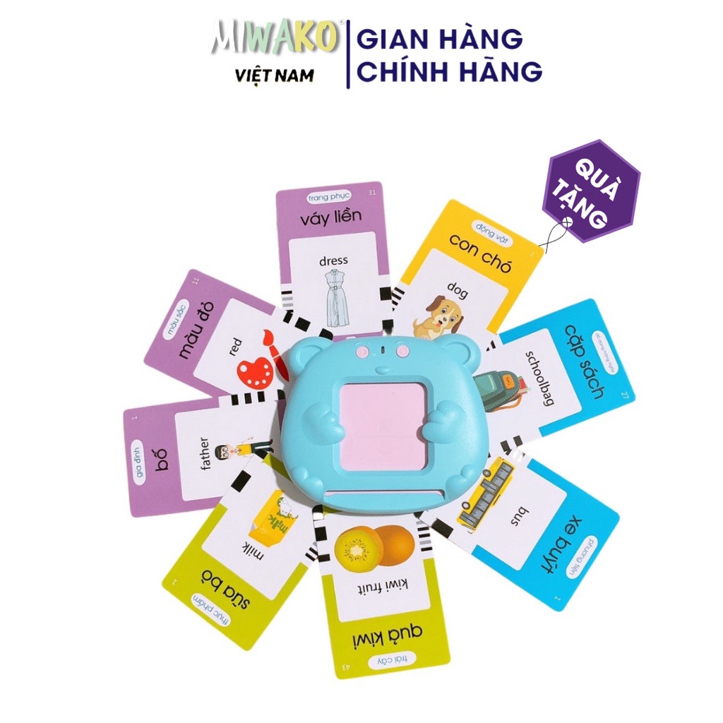 Máy Đọc Thẻ Song Ngữ Anh Việt Cho Bé Miwako Tặng Kèm Dây Sạc và Thẻ Flashcard - Miwako Official Store