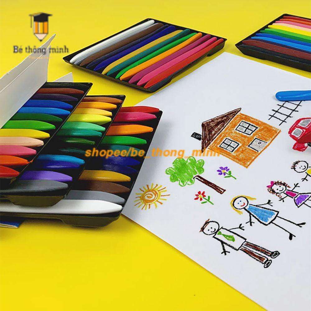Bộ 6 / 12 / 24 / 36 Bút Sáp Vẽ Màu Có Thể Rửa Sạch - bút  tam giác cho bé cầm đúng cách