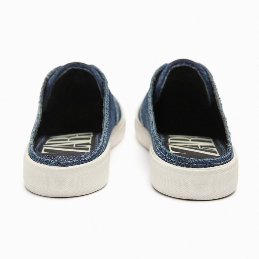 2023 Mới Giày Vải Nữ ZARA Dép Nửa Gót Thường Có Nhãn