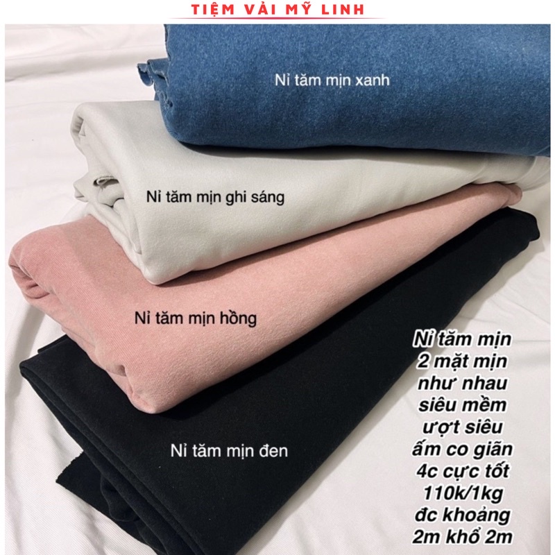 Nỉ tăm siêu mềm mịn, siêu ấm co giãn 4c thoải mái lên áo giữ nhiệt, bộ thu đông, váy áo,…. khổ 2m