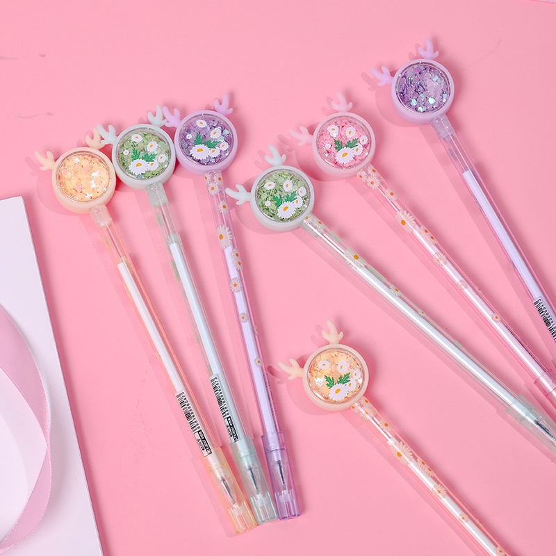 Bút Nhũ HƯƠU HOA CÚC-Bút Gel Nước Nhũ Kute,Đáng Yêu-Đồ Dùng Học Sinh Giá Rẻ