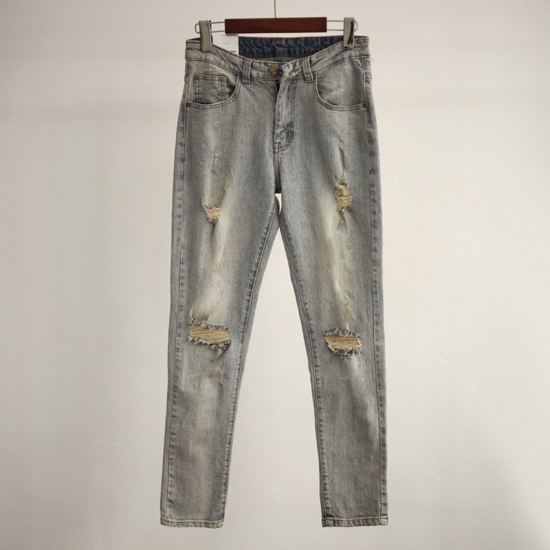 Quần jeans nam dáng ôm slimfit màu xanh vàng (sk038)