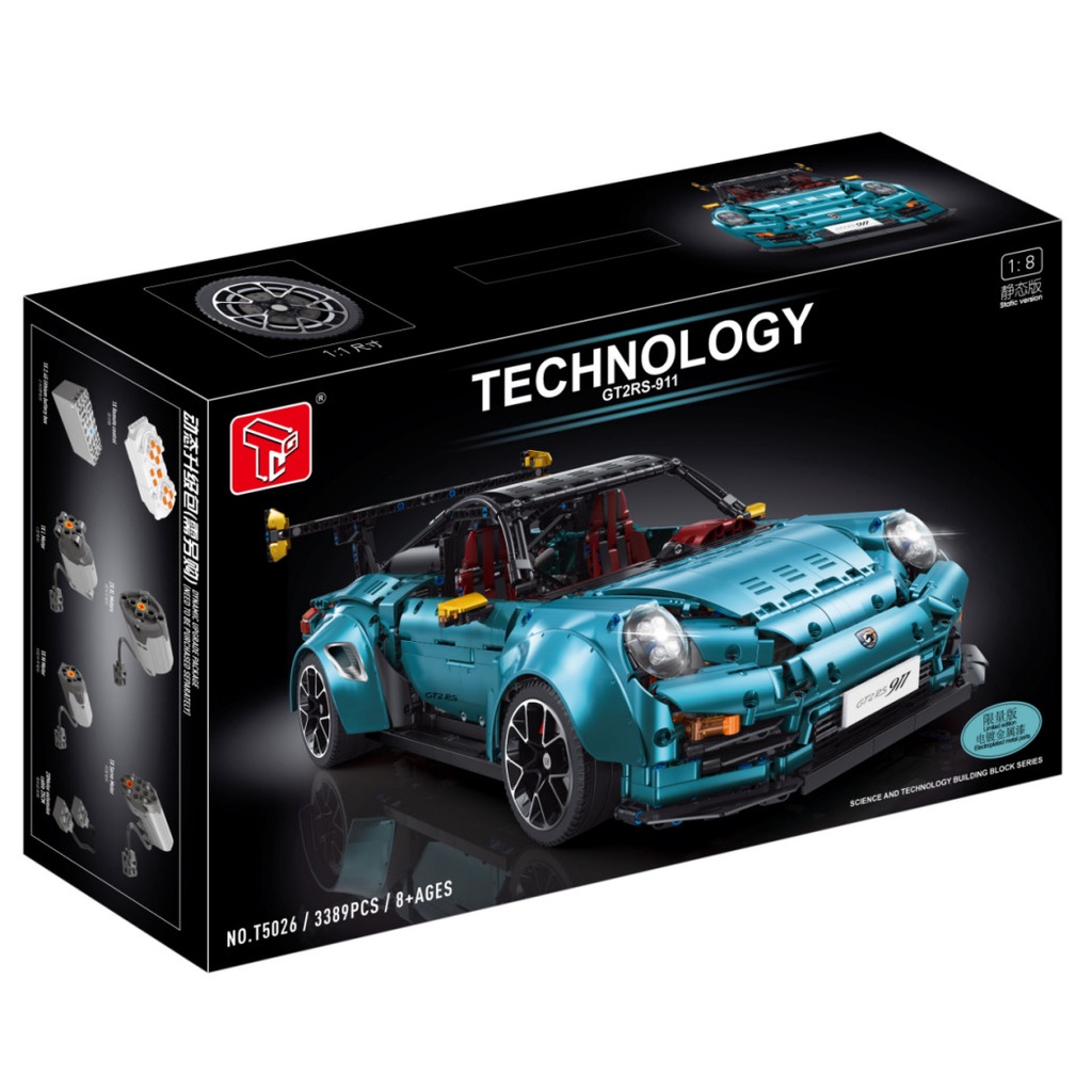 Đồ chơi Lắp ráp mô hình Technic T5026B Siêu xe Porsche 911 GT2 RS màu xanh