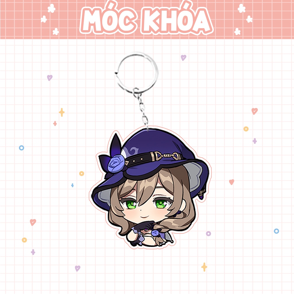 Móc khóa mô hình standee đứng để bàn Lisa Genshin Impact đáng yêu chibi trang trí quà tặng
